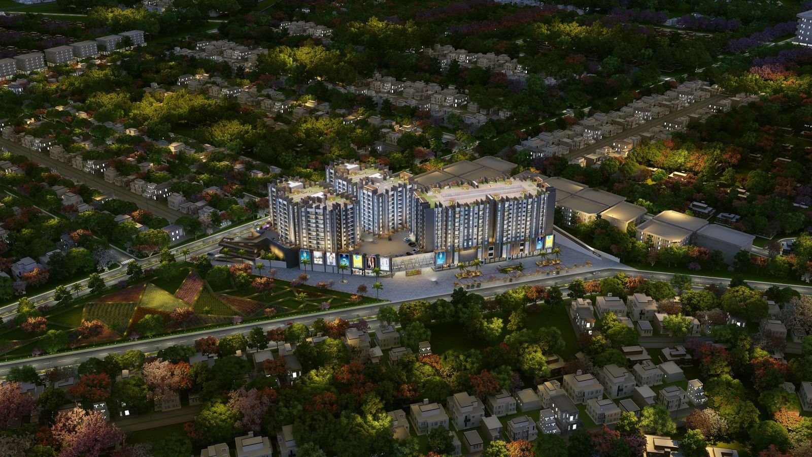 Apartment tower night render