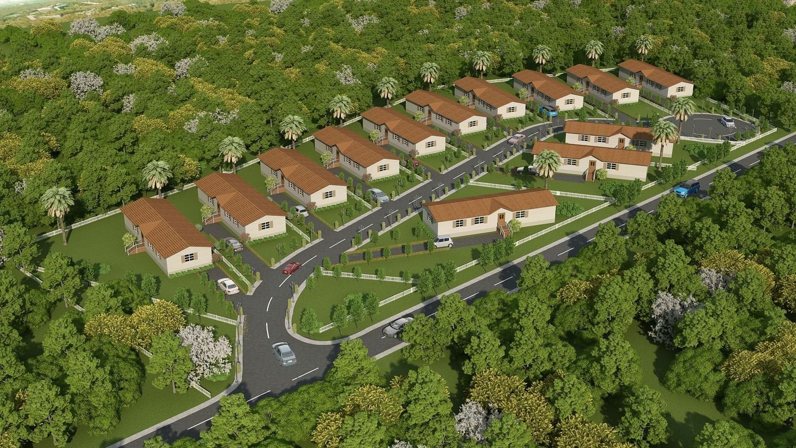 Bungalow community aerial render
