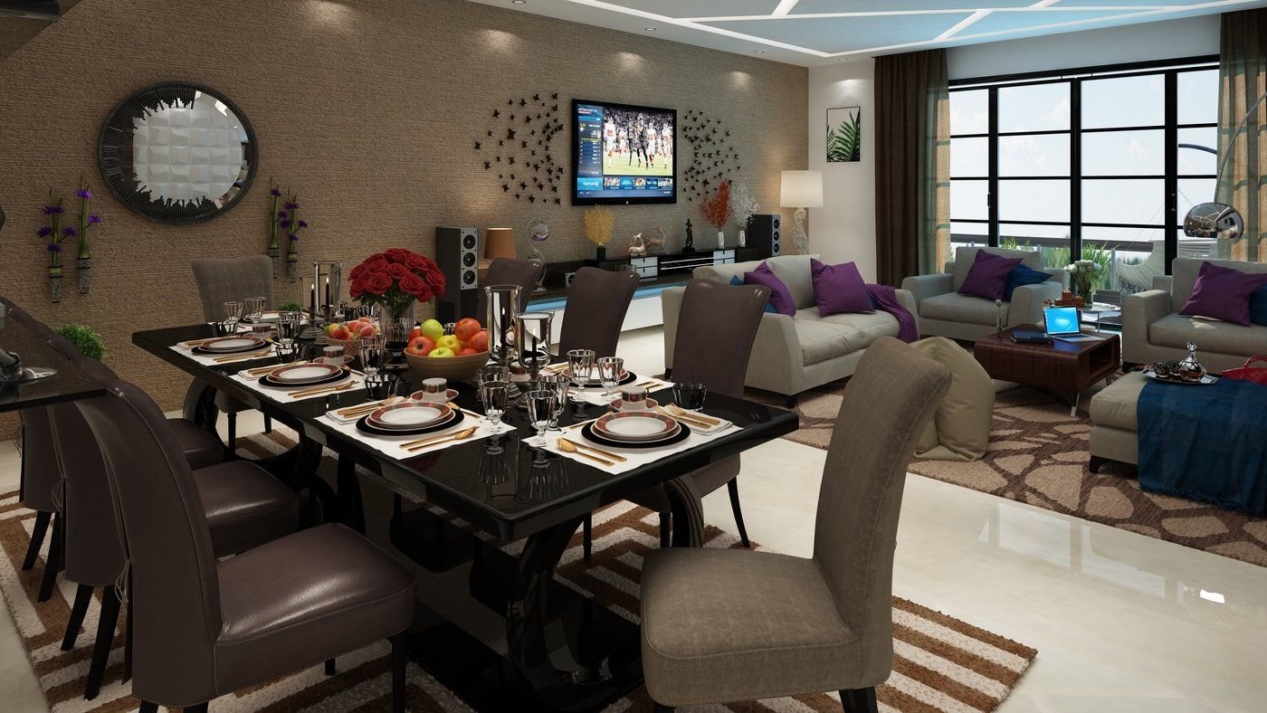 Formal dining and TV lounge render