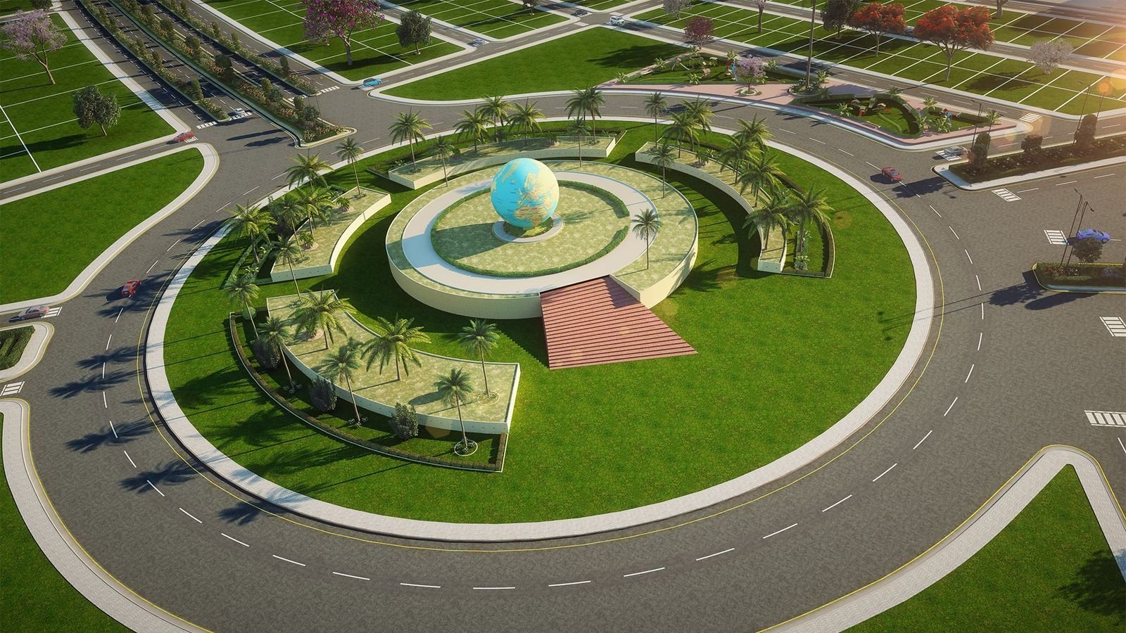 Society roundabout monument render